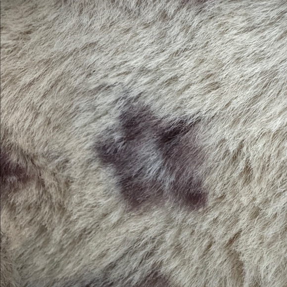 Claire’s Faux Fur Bucket Hat Beige Brown Love Star Heart Print One Size New - Picture 7 of 8